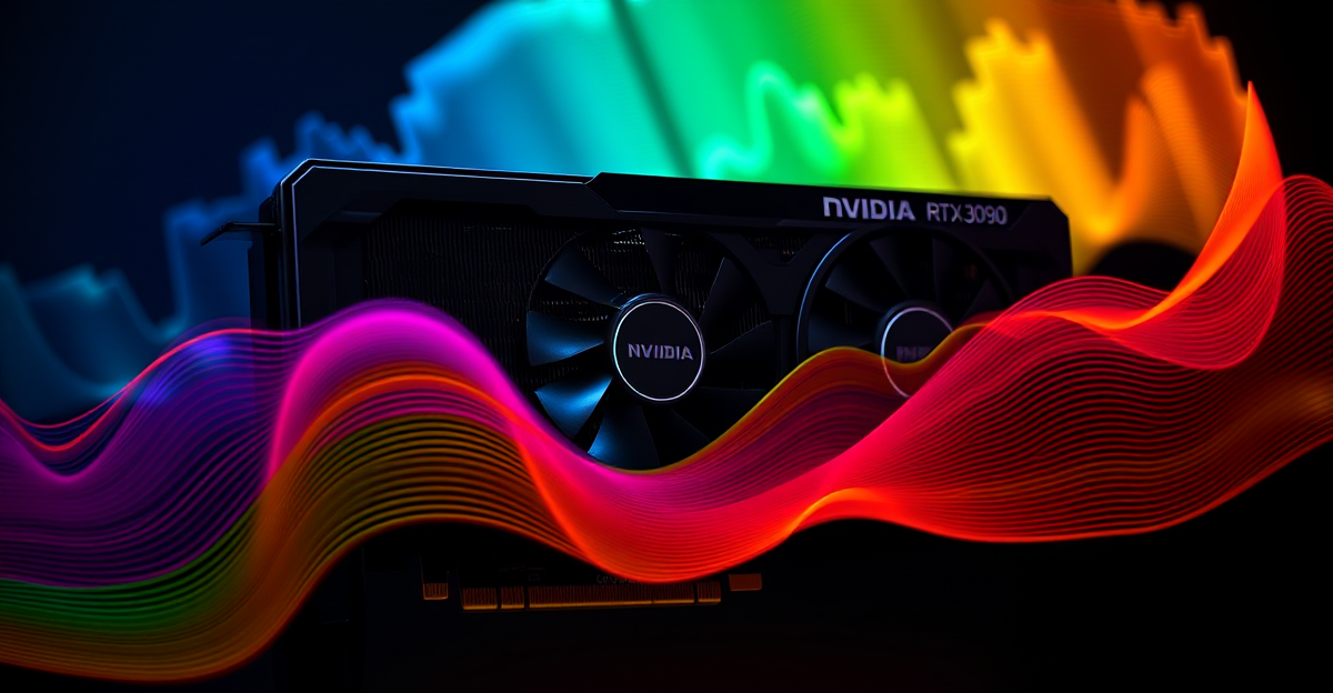 RTX 3090 GPU with audio waveforms