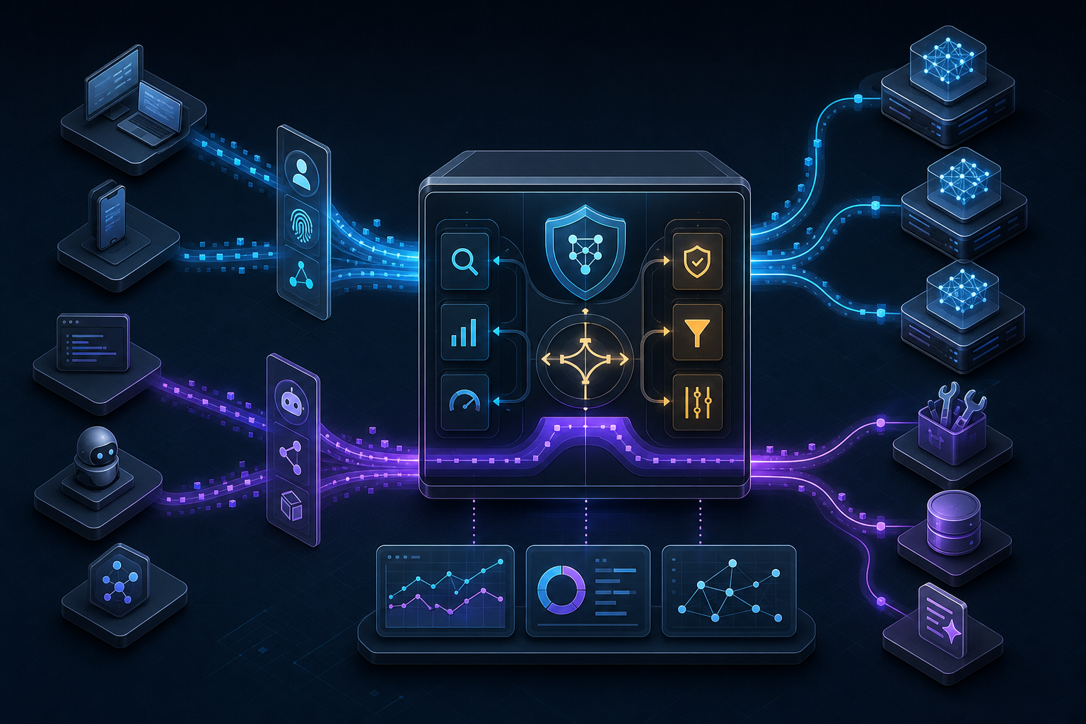 Conceptual AI Gateway and MCP Gateway architecture