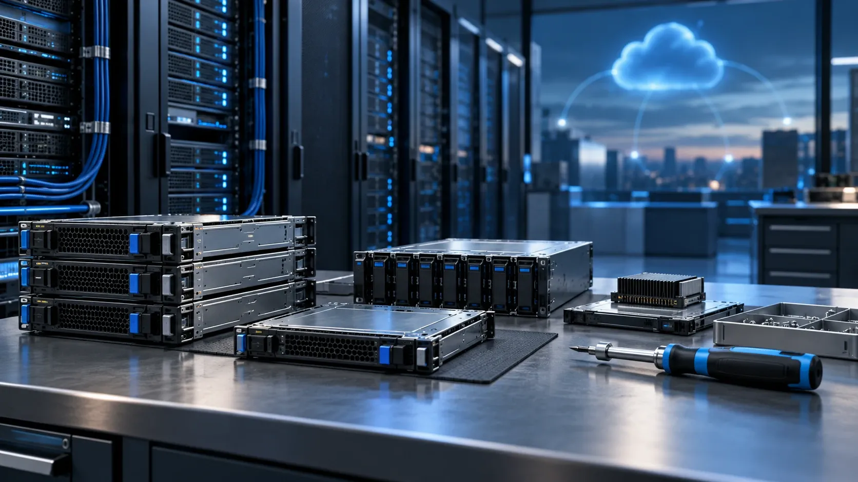 Local server infrastructure and maintenance tools with a cloud service in the background.